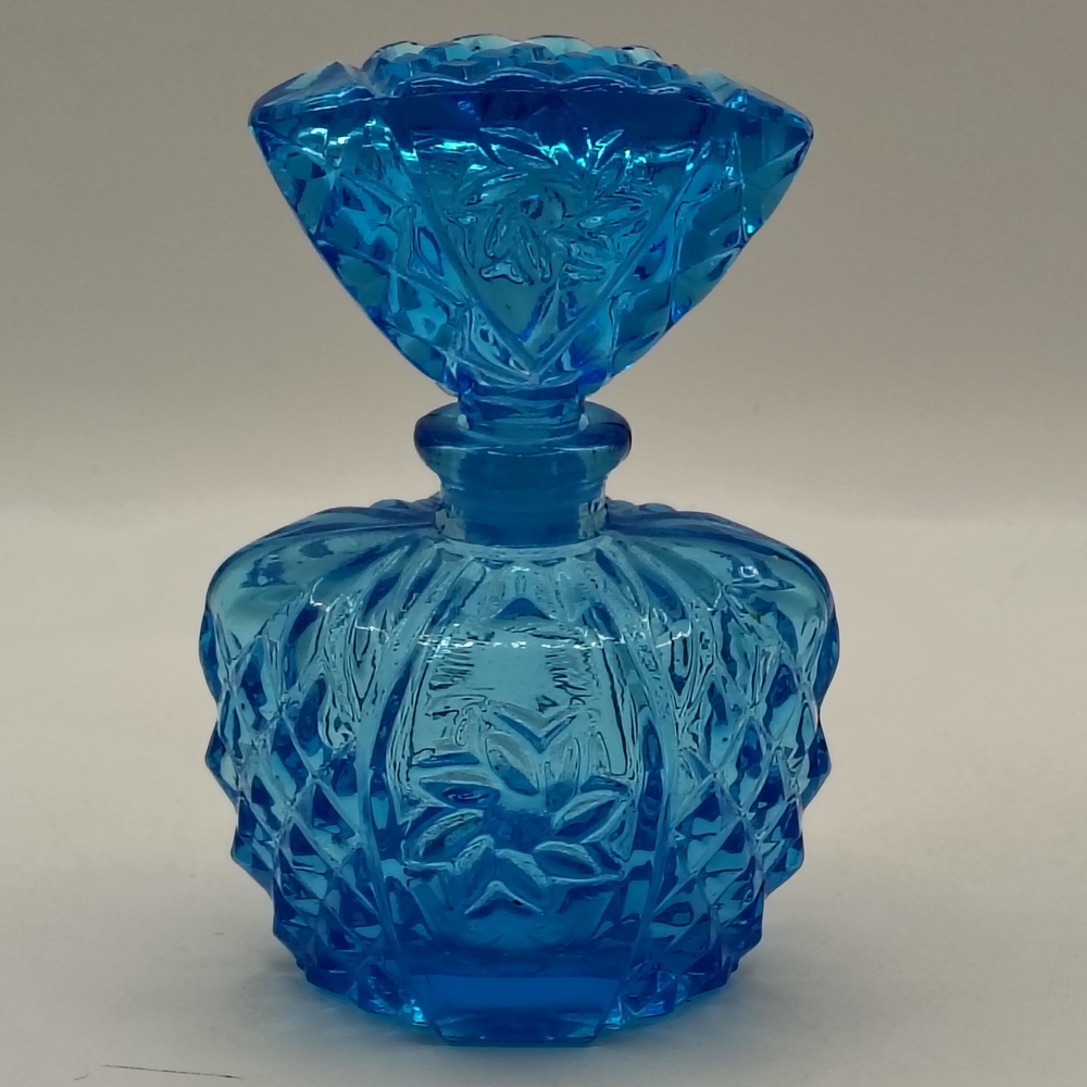 Elegant Blue Glass Perfume Bottle